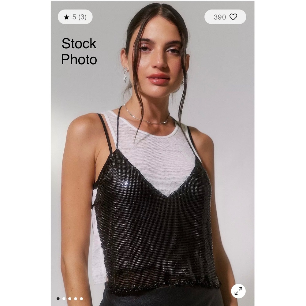 NWT Urban Outfitters Black Metal Chainmail Halter Top Festival Party Small Y2K